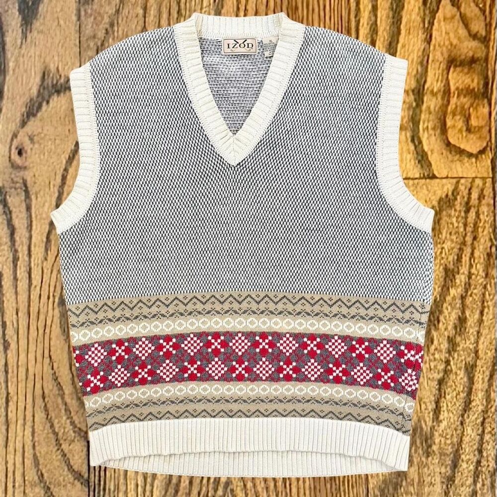 Vintage Izod Golf Patterned Sweater Vest